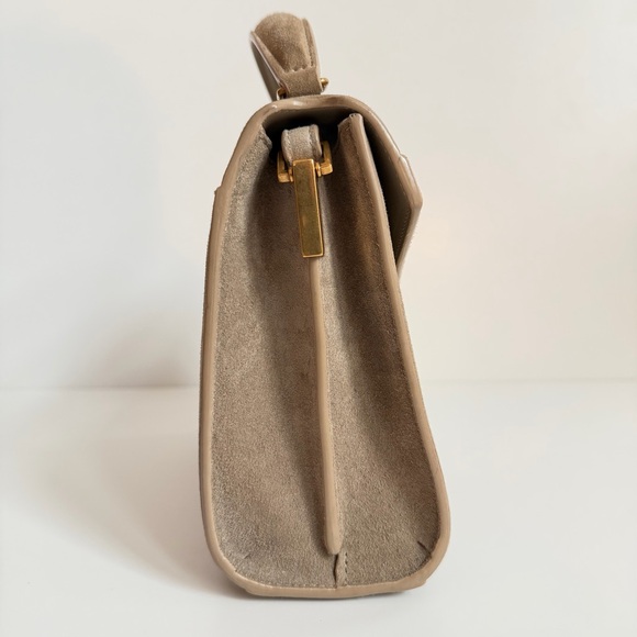 Yves Saint Laurent Cassandra Mini Top Handle Bag Beige Suede - Picture 6 of 11